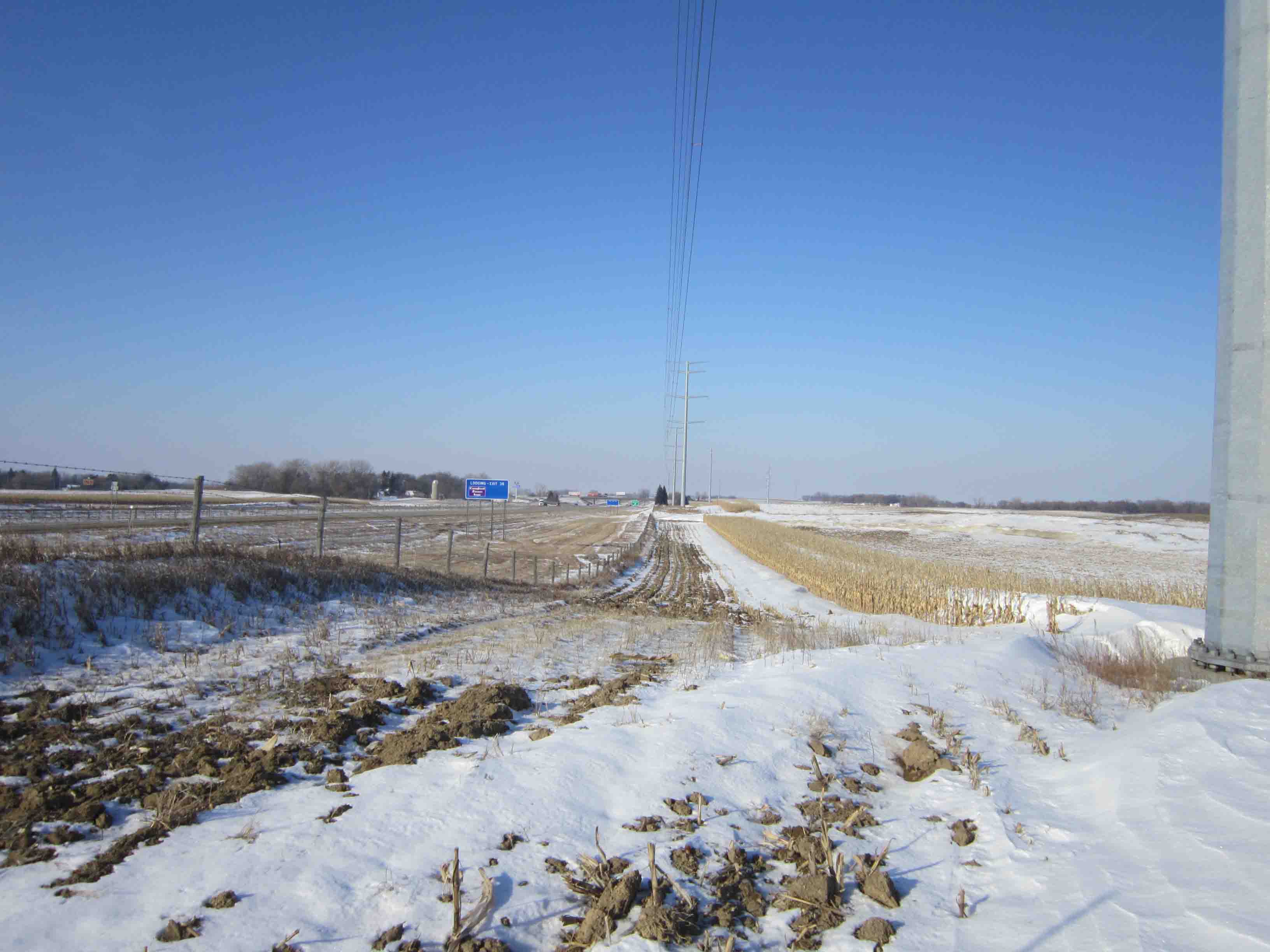 Cornrow snow fence on Interstate 94.